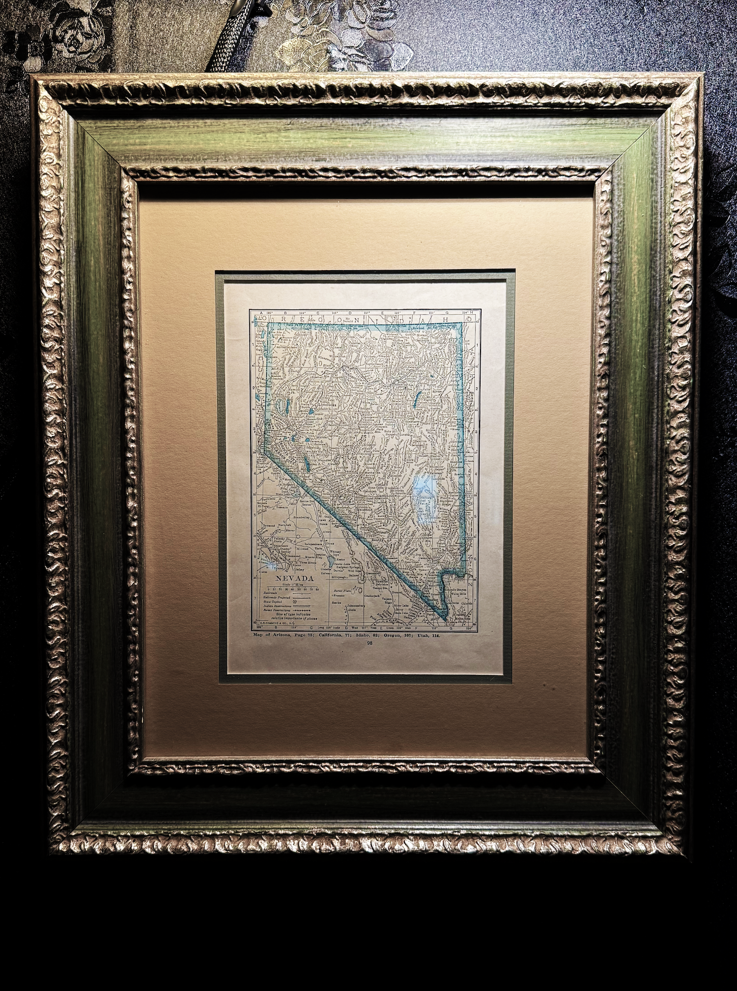Antique 19th-Century Engraved Map of Nevada – Mining Boom Era (c. 1870s–1880s)