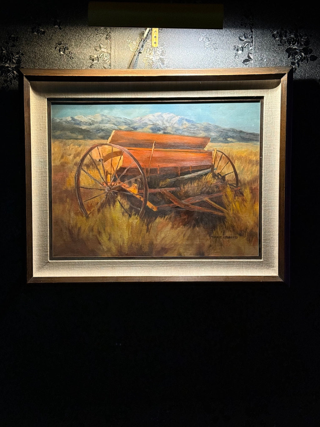 Wagon in the Field, Oil on Canvas, Marie Roberts (Washoe County, Nevada), c. 1960s–1970s