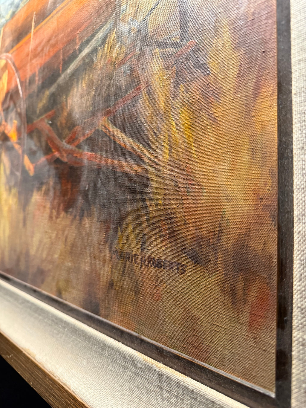 Wagon in the Field, Oil on Canvas, Marie Roberts (Washoe County, Nevada), c. 1960s–1970s