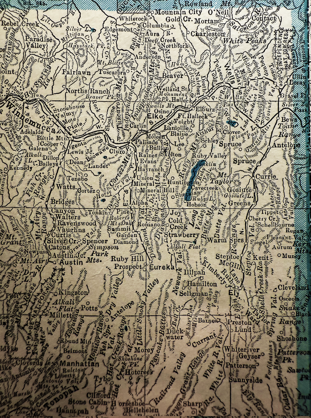 Antique 19th-Century Engraved Map of Nevada – Mining Boom Era (c. 1870s–1880s)