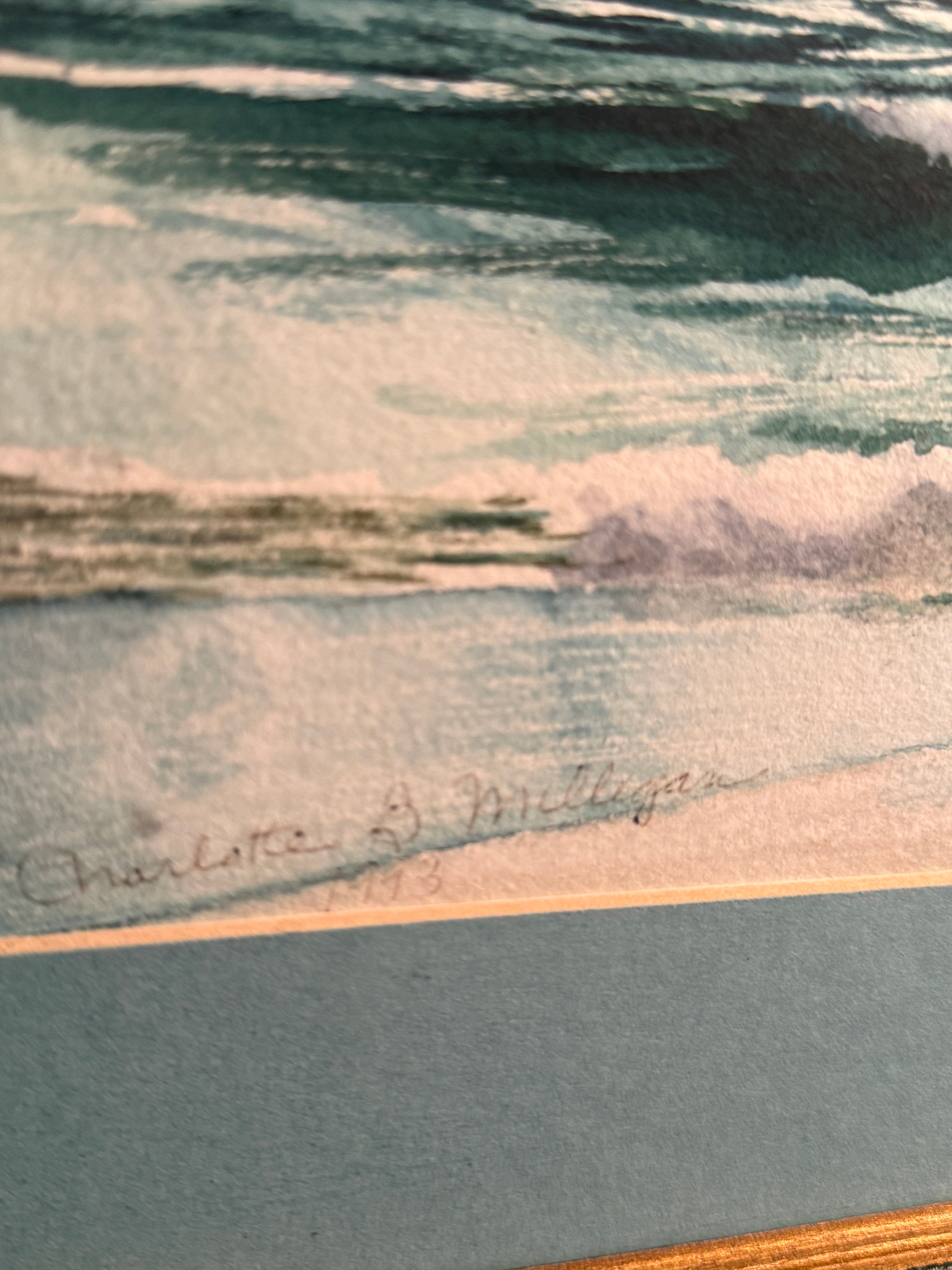 Pair of Coastal Seascape Watercolors by Charlotte Bancheri Milligan (1936–2017), Signed and Dated 1993