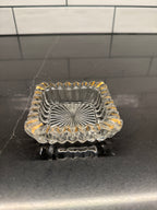 Pair of Gilt-Rim Pressed Glass Vanity Dishes or Ashtrays— Midcentury Modern, c. 1940–1955