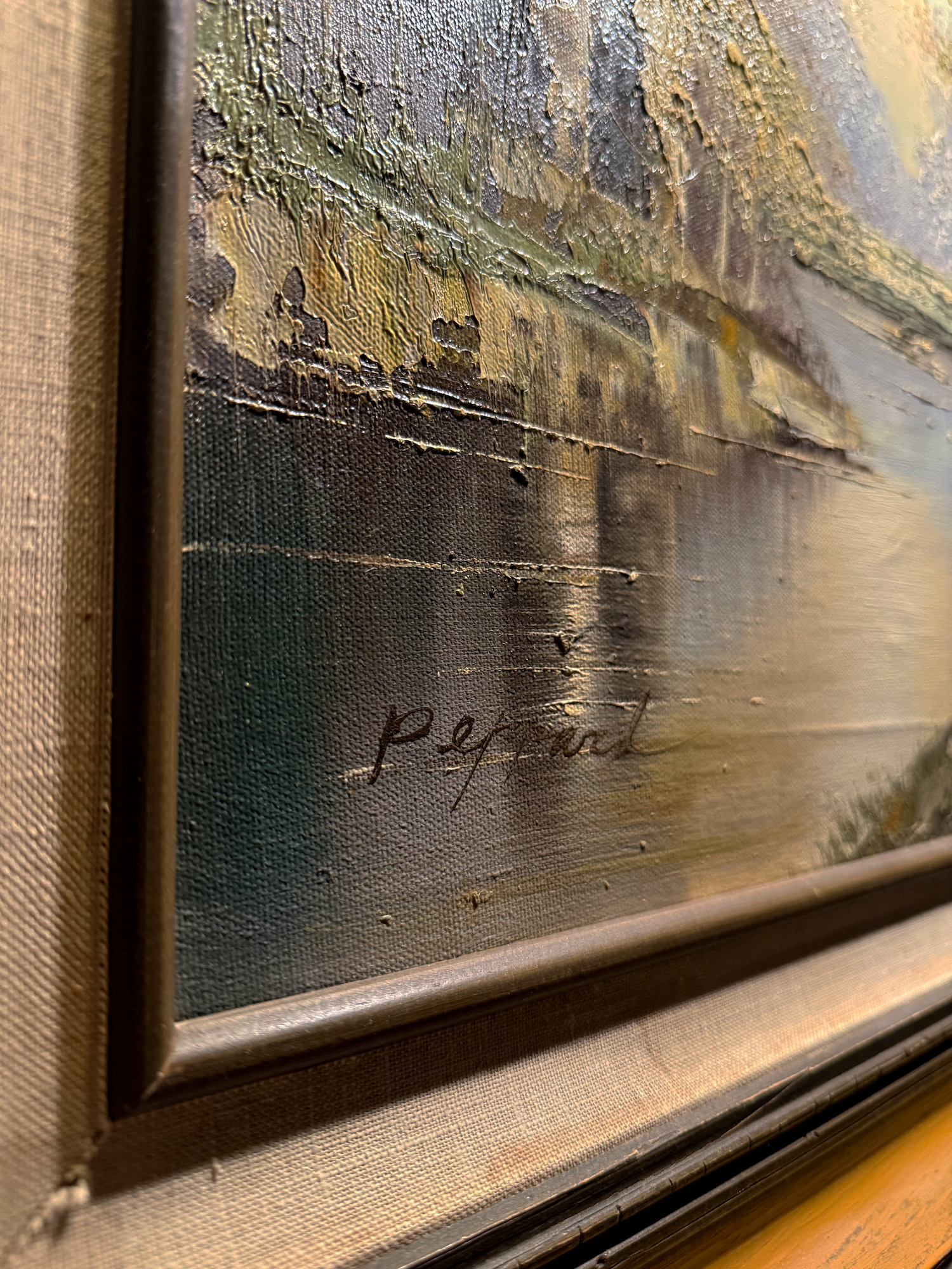 Birch-Lined River at Dusk — Oil on Canvas, signed Peppard