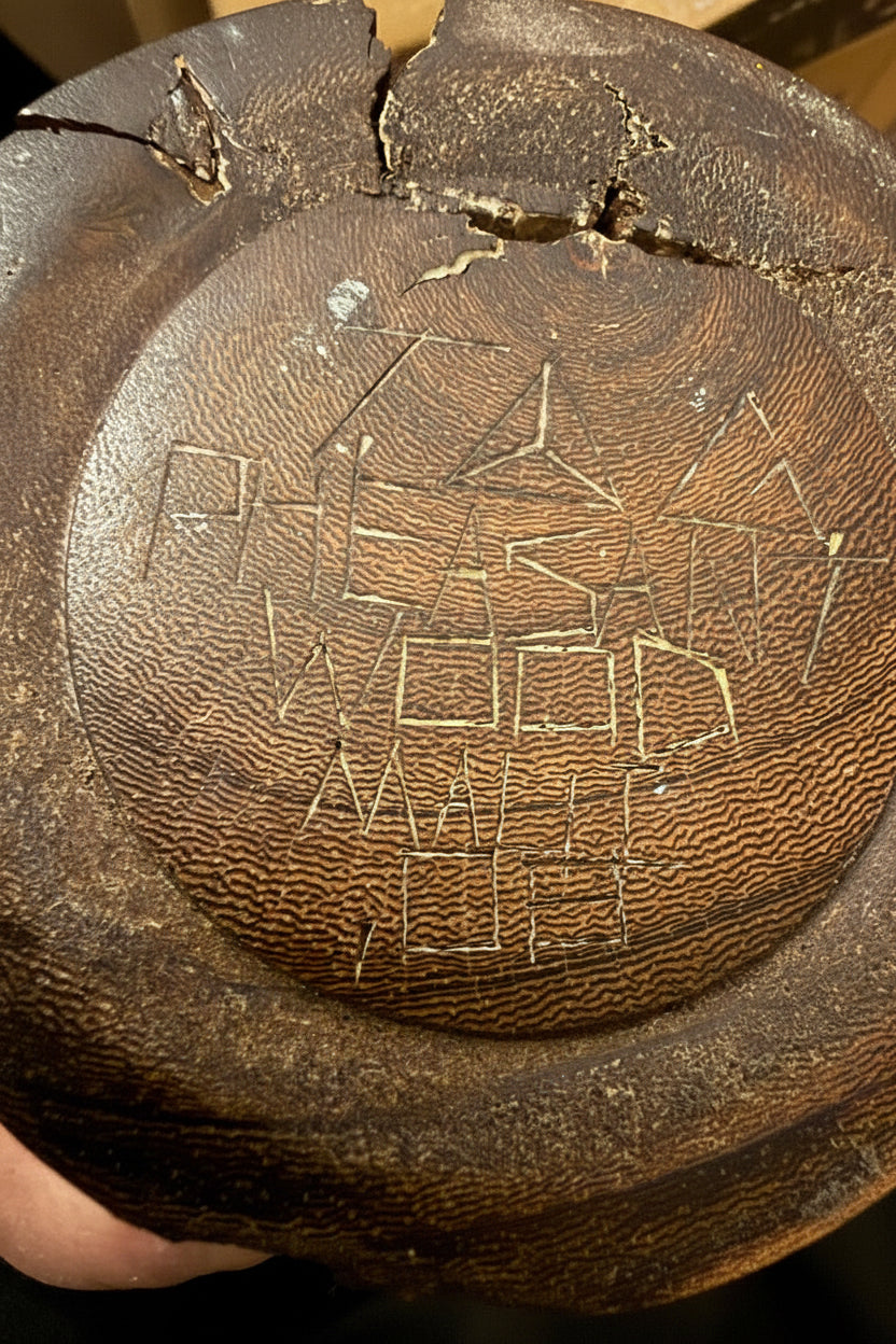 Close-up of a textured surface with engraved patterns