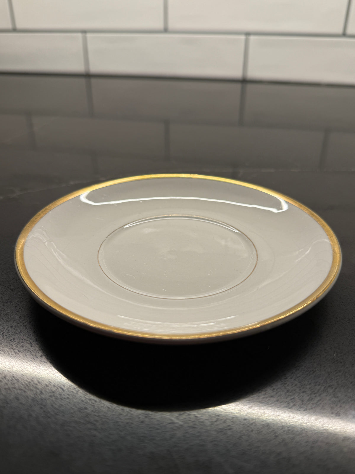 Pope-Gosser Saucer – Ivory China with Gold Rim (c. 1930-1940)
