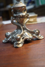 Rococo Revival Antique Pocket-Watch Stand — Silvered Cast-Metal Holder with Scrolled Base, c. Late 19th–Early 20th Century