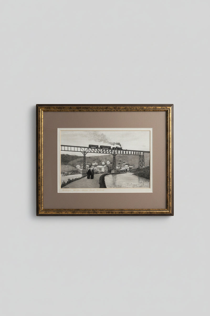 Rosendale Trestle, Wallkill Valley Railroad (1872 Bridge) — Original Hudson Valley Railroad Illustration by Tassone, c. 1970–1990