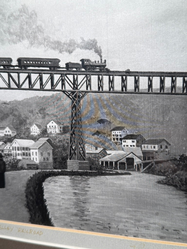 Rosendale Trestle, Wallkill Valley Railroad (1872 Bridge) — Original Hudson Valley Railroad Illustration by Tassone, c. 1970–1990