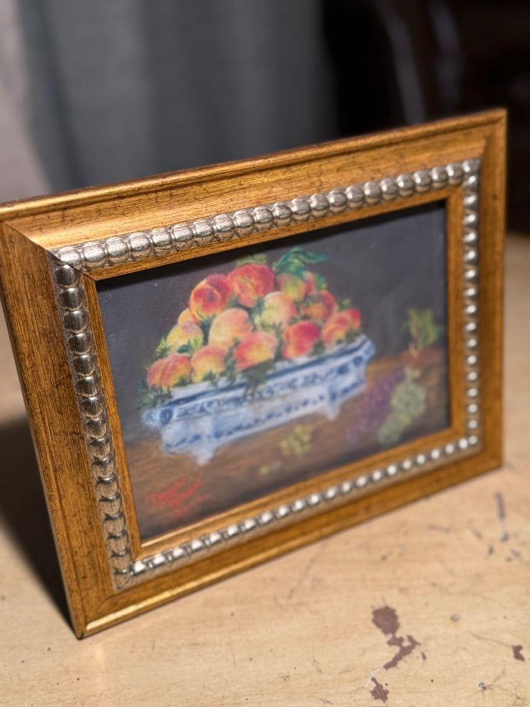 Still Life with Peaches — Signed Oil Painting by Dawn Raun (2012)