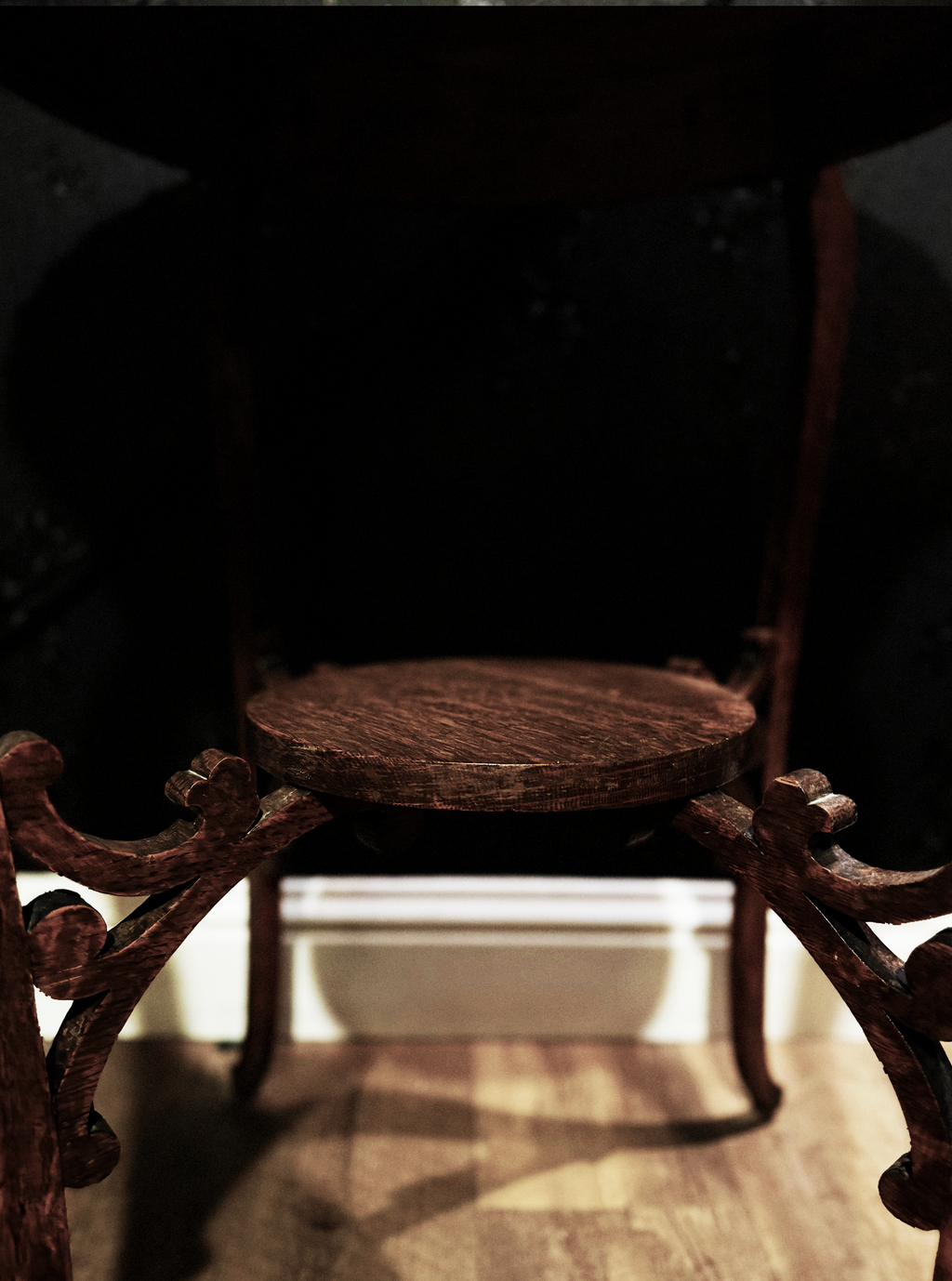 Victorian Rococo Revival Carved Wood Side Table with Cabriole Legs and Scalloped Top