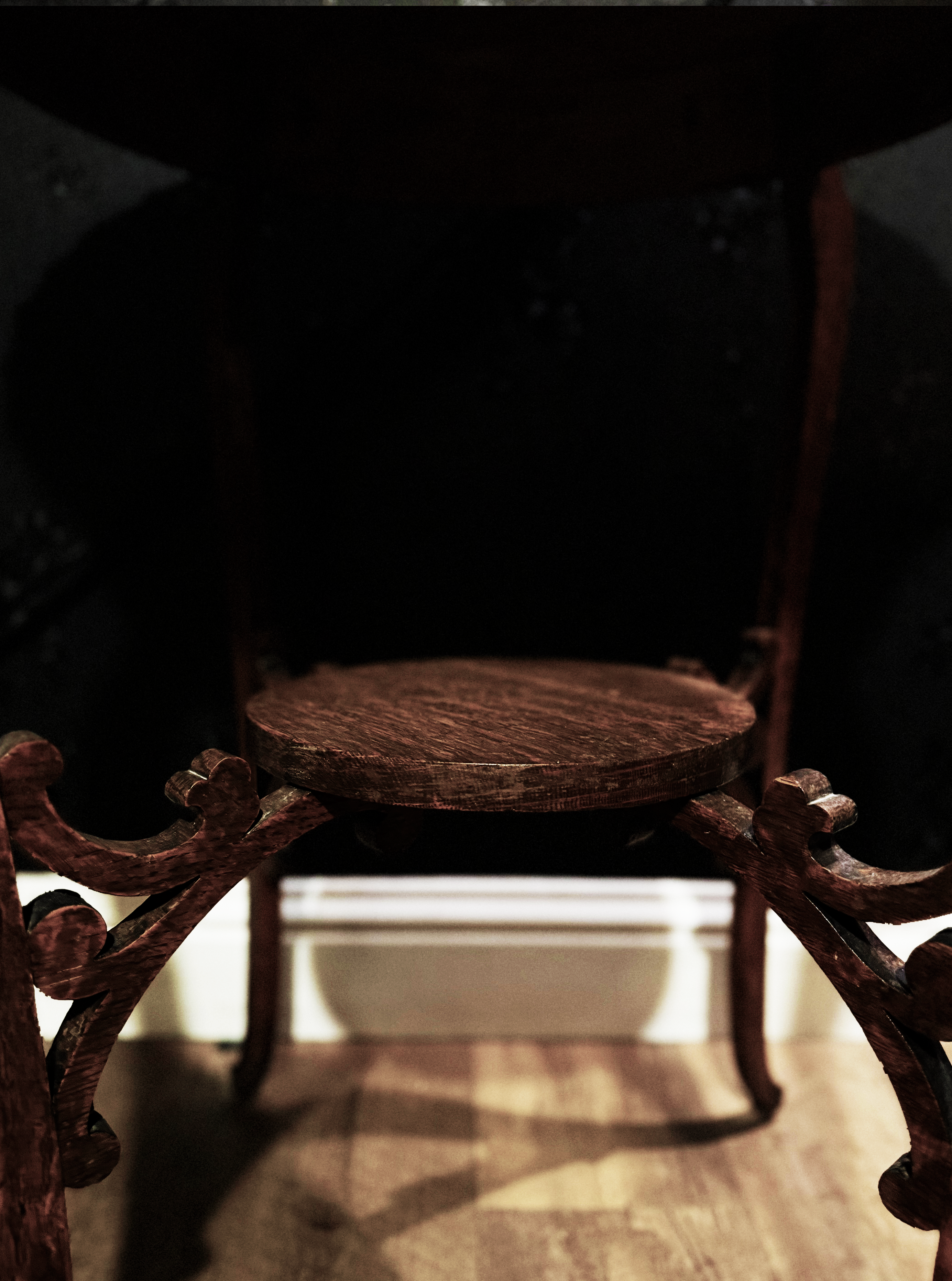 Victorian Rococo Revival Carved Wood Side Table with Cabriole Legs and Scalloped Top