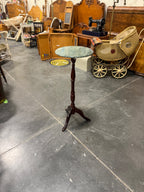 Vintage Green Marble Top Tripod Pedestal Side Table, c. 1955–1985