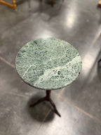 Vintage Green Marble Top Tripod Pedestal Side Table, c. 1955–1985