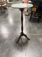 Vintage Green Marble Top Tripod Pedestal Side Table, c. 1955–1985