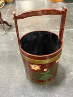 Vintage Chinese Lacquered Lotus and Bird Wedding Bucket, c. 1920–1960