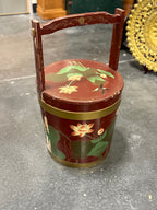 Vintage Chinese Lacquered Lotus and Bird Wedding Bucket, c. 1920–1960