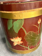 Vintage Chinese Lacquered Lotus and Bird Wedding Bucket, c. 1920–1960