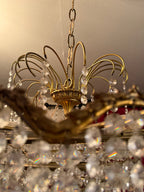 Antique Brass and Crystal Tiered Wedding Cake Chandelier, c. 1910–1940