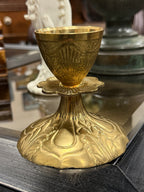 Vintage Art Nouveau Gilt Brass Candlestick with Bobeche, c. 1950–1980