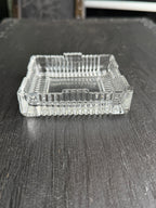 Vintage Ribbed Pressed Glass Square Ashtray, Four Rests, c. 1950–1975