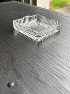 Vintage Ribbed Pressed Glass Square Ashtray, Four Rests, c. 1950–1975