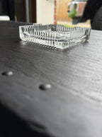 Vintage Ribbed Pressed Glass Square Ashtray, Four Rests, c. 1950–1975