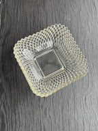 Vintage Diamond Point Pressed Glass Square Footed Bowl, c. 1930–1970