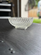 Vintage Diamond Point Pressed Glass Square Footed Bowl, c. 1930–1970