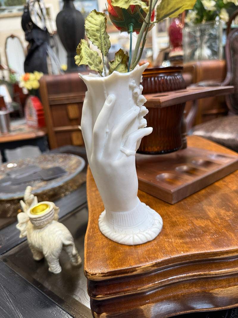 Antique Parian Hand Vase with Lily of the Valley, c. 1860–1900
