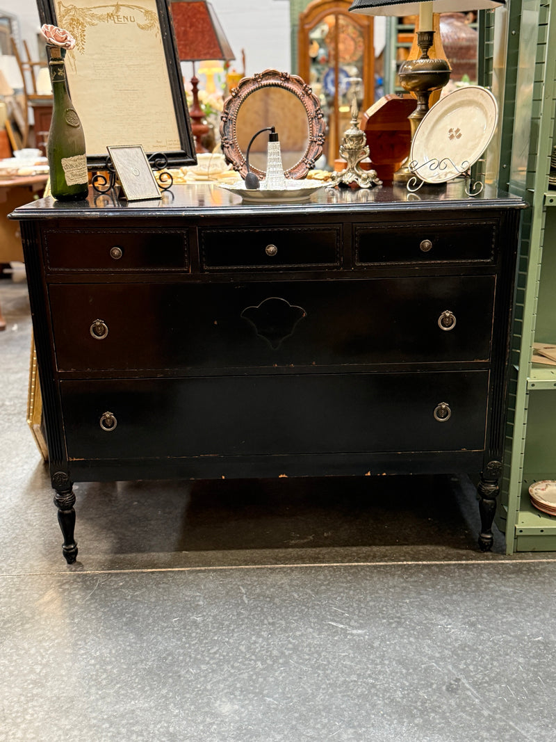 Antique Ebonized Colonial Revival Dresser, Five Drawers, c. 1915–1930