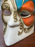 Vintage Venetian Bauta Carnival Mask, Gilt Cartapesta, c. 1920–1960