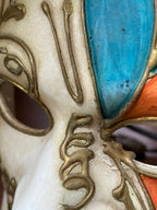 Vintage Venetian Bauta Carnival Mask, Gilt Cartapesta, c. 1920–1960