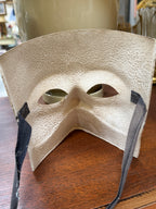 Vintage Venetian Bauta Carnival Mask, Gilt Cartapesta, c. 1920–1960