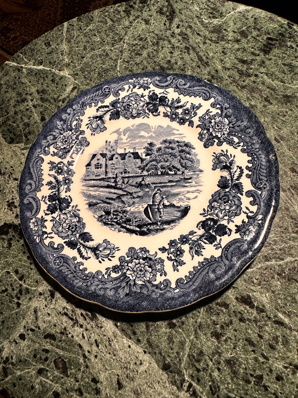 Vintage Palissy Avon Scenes Blue Transferware Plate, c. 1976–1989