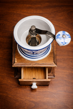 Vintage Blue & White Dutch Windmill Coffee Grinder