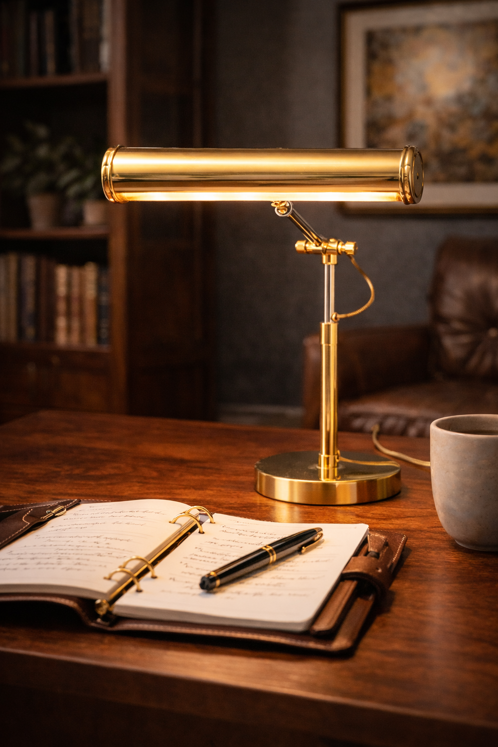 Vintage Brass Library Lamp, c.1980s
