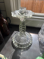 Vintage Crystal Luster Candlestick with Prism Bobeche, c. 1940s–1960s