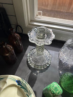 Vintage Crystal Luster Candlestick with Prism Bobeche, c. 1940s–1960s