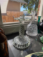Vintage Crystal Luster Candlestick with Prism Bobeche, c. 1940s–1960s