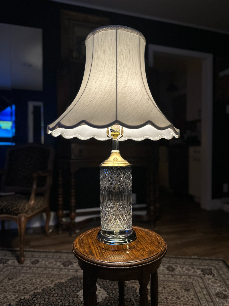 Vintage Crystal Table Lamps Coordinating Pair Brass Base c.1970s