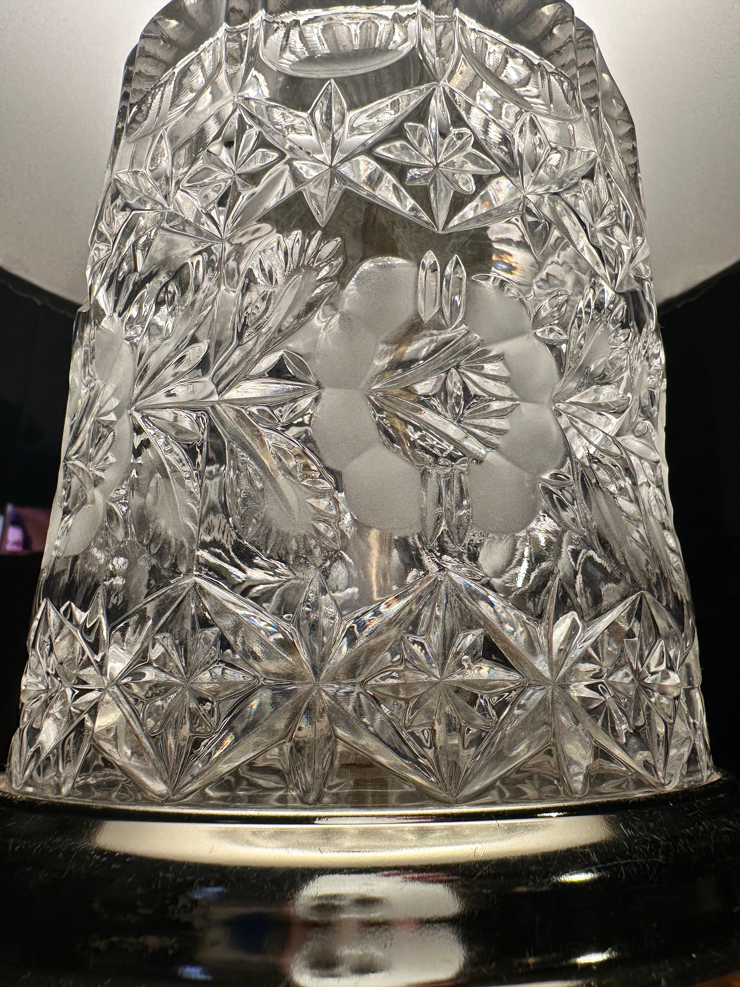 Vintage Crystal Table Lamps Coordinating Pair Brass Base c.1970s