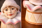 Vintage Enesco Harlequin Clown Head Ceramic Box, 1985