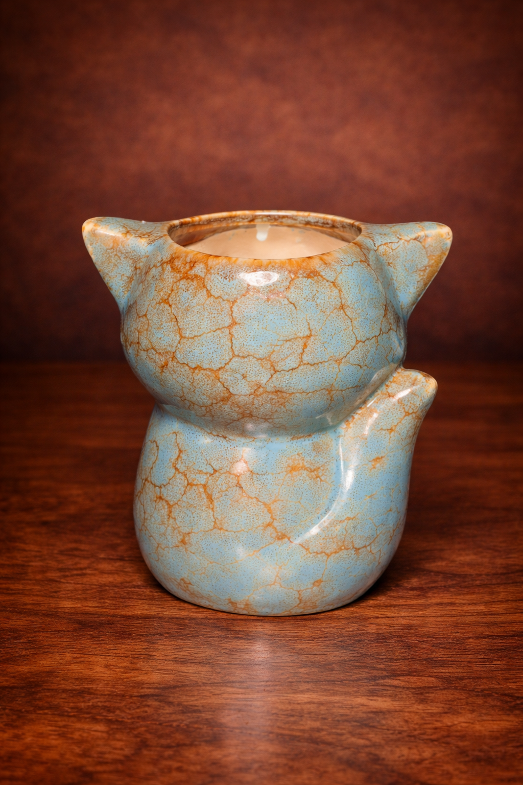 Vintage Fox Mini Planter in Crackle Glaze Ceramic