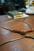 Vintage Gold Stretch Snake-Chain Belt with Leather Buckle, c. Late 1970s–80s