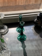 Vintage Green Diamond-Point Pressed Glass Bud Vase, c. 1960s
