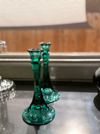 Vintage Green Diamond-Point Pressed Glass Bud Vase, c. 1960s