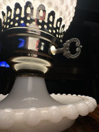 Vintage Hobnail Milk Glass Boudoir Lamp Key Switch c.1960s