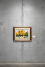Vintage Impasto Autumn Creek Landscape Oil Painting