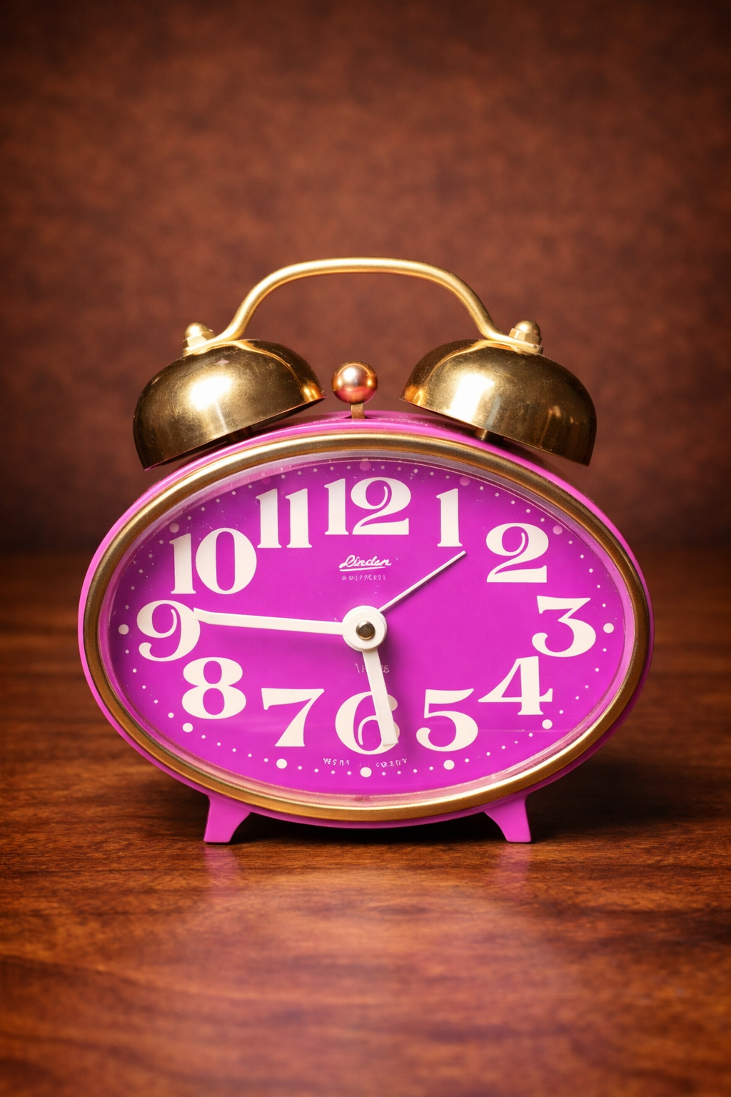 Vintage Linden Black Forest West Germany Pink Twin Bell Alarm Clock