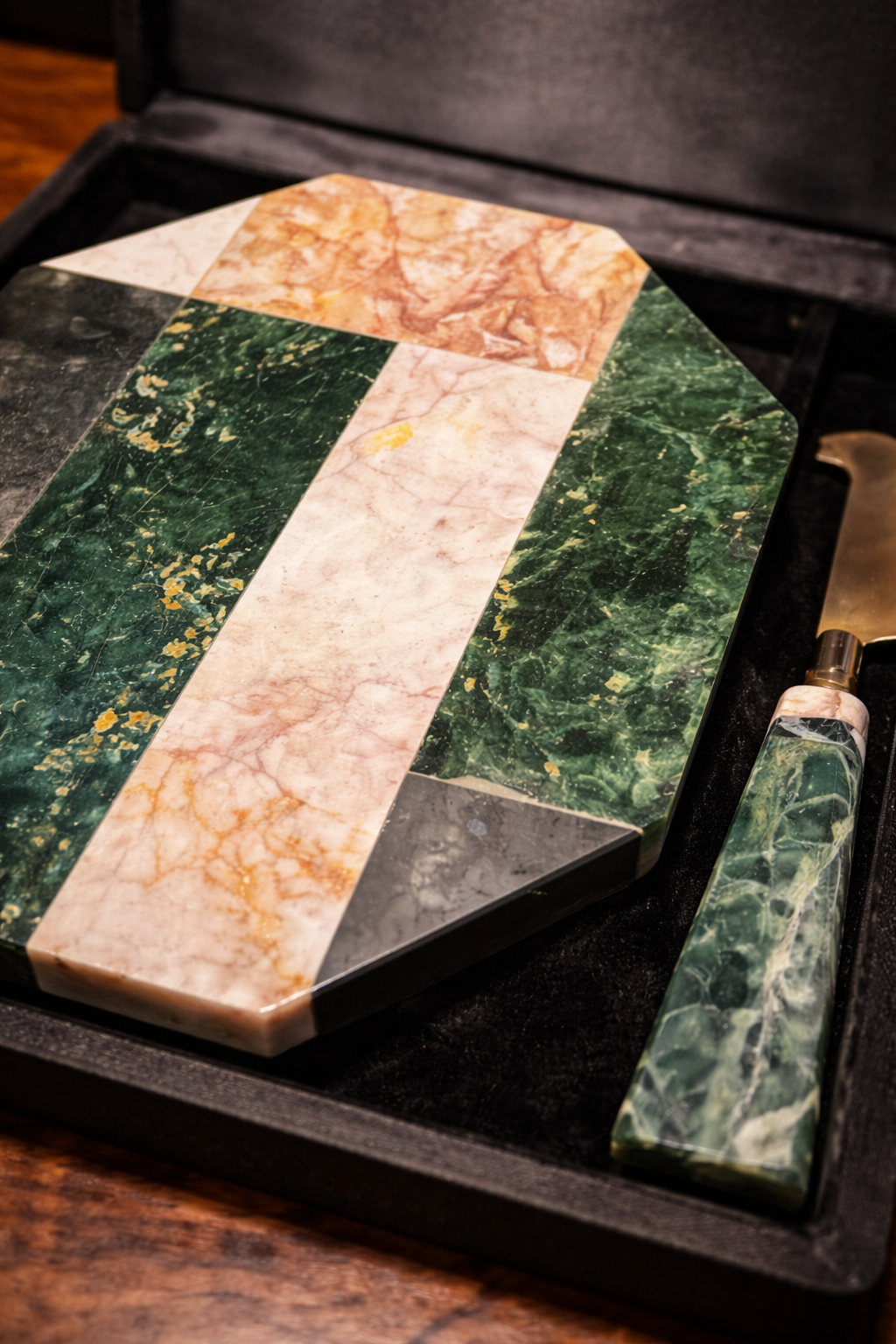 Vintage Marble Cheese Board Set, c.1970s-1980s